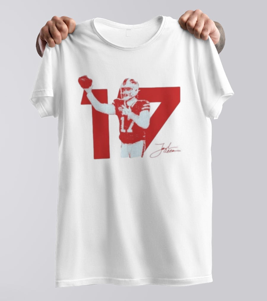 Josh Allen Buffalo Bills Number 17 Football Action T-Shirt