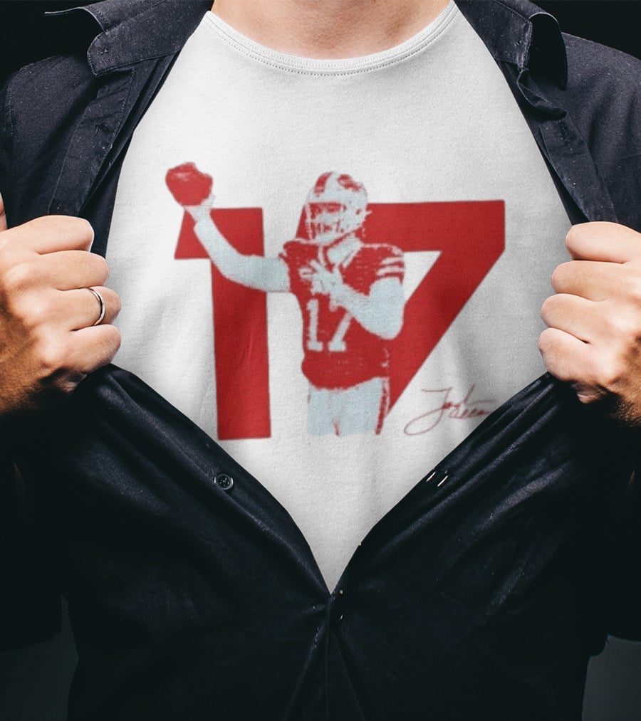 Josh Allen Buffalo Bills Number 17 Football Action T-Shirt