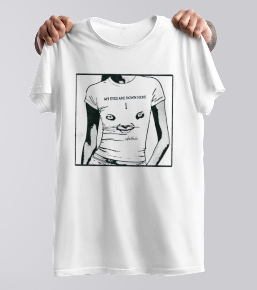 My Eyes Are Down Here Aphex Twin Richard D James Text And Visual Humor T-Shirt