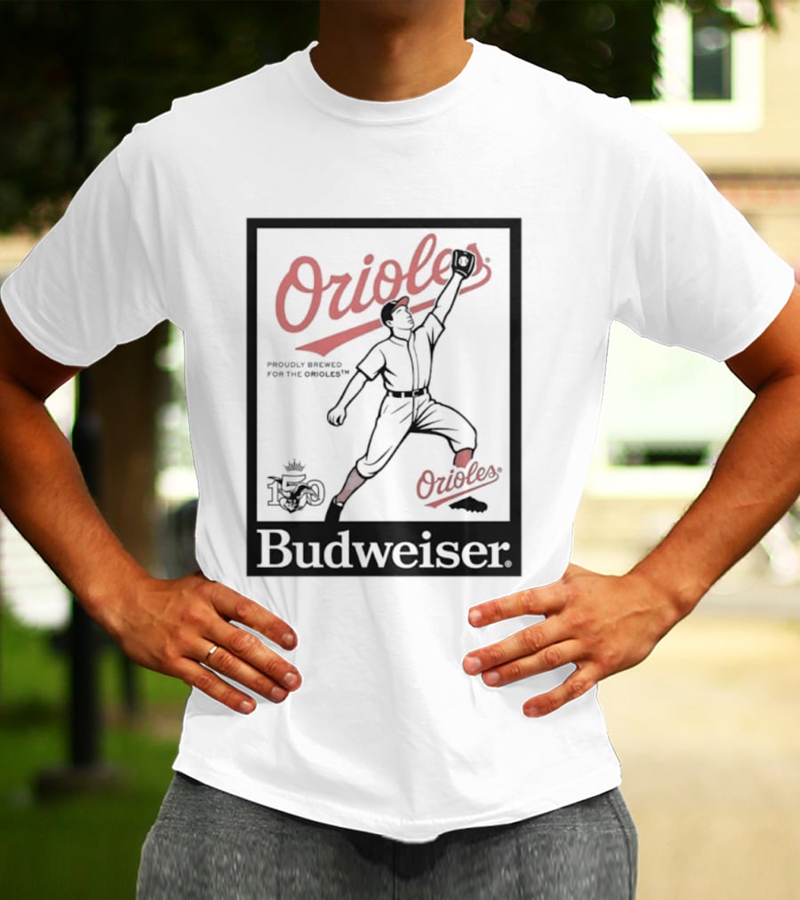 Budweiser 150 Years Orioles Baseball Vintage Player With Ball T-Shirt