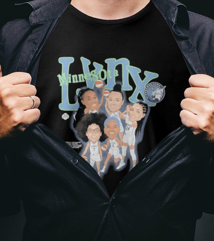 Minnesota Lynx Big 5 WNBA Basketball Caricature Team Spirit T-Shirt