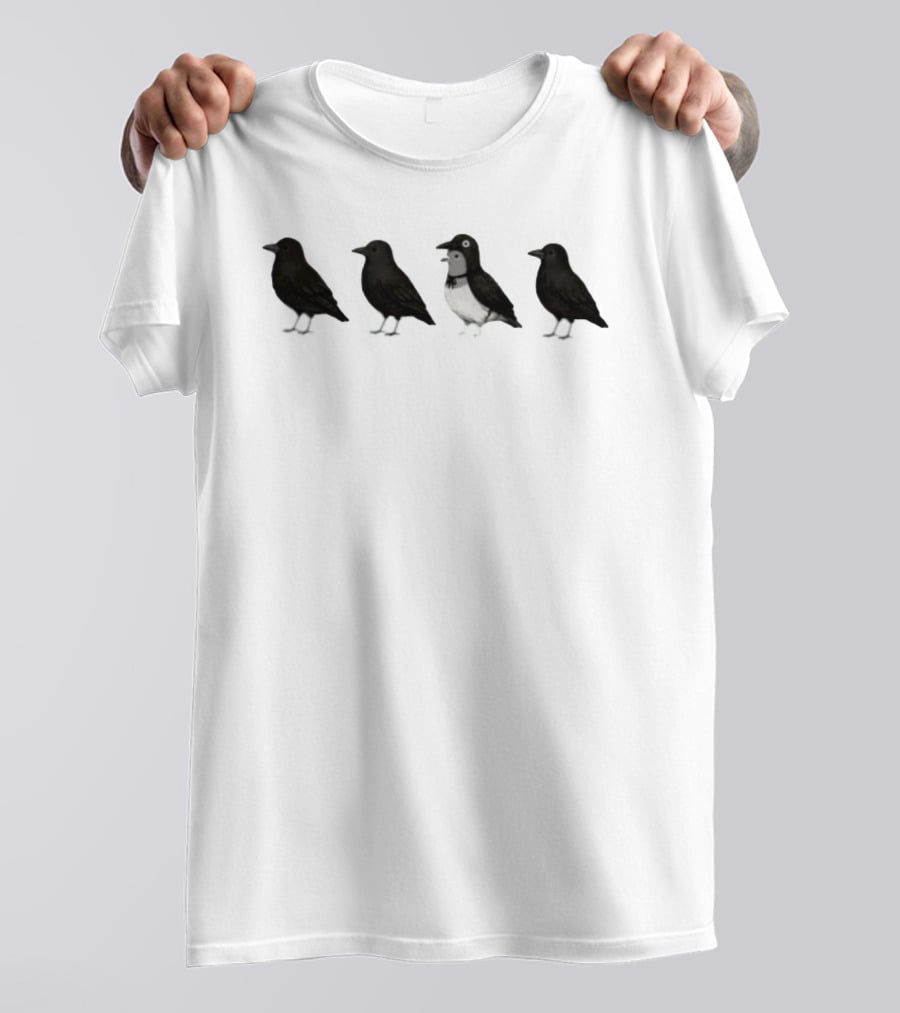 Crow Wearing A Pigeon Costume Bird Funny Animal Disguise T-Shirt