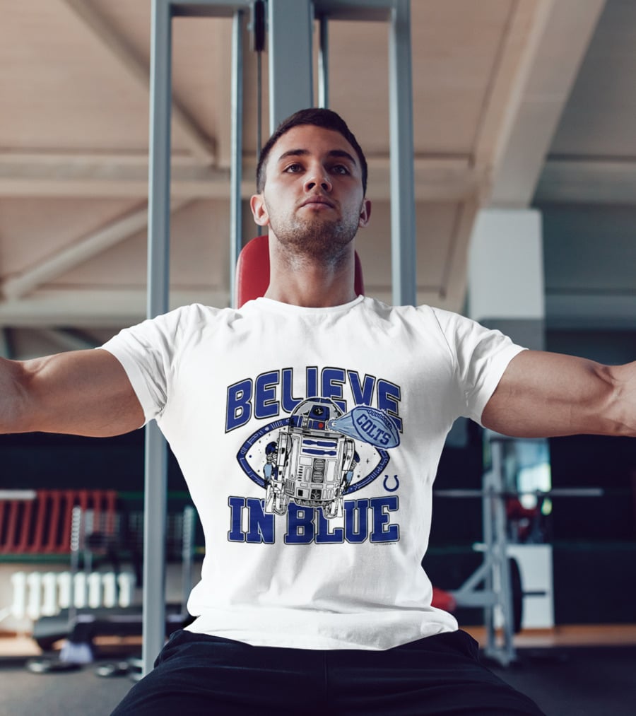 Believe In Blue Indianapolis Colts Star Wars R2D2 Collaboration T-Shirt