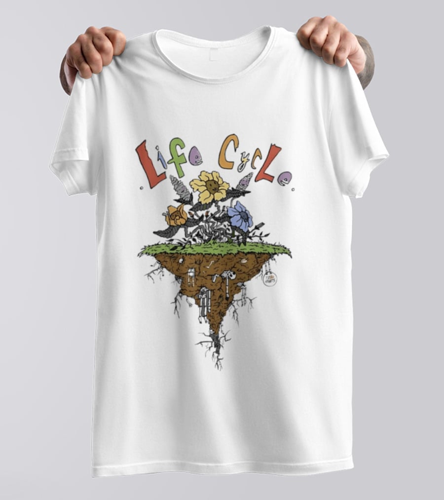 Life Cycle Floating Island With Colorful Flowers T-Shirt