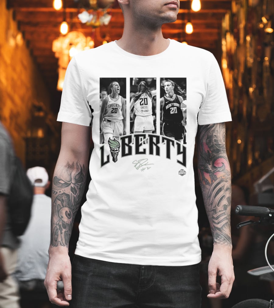 Sabrina Ionescu Liberty WNBA Player Collage Signature T-Shirt