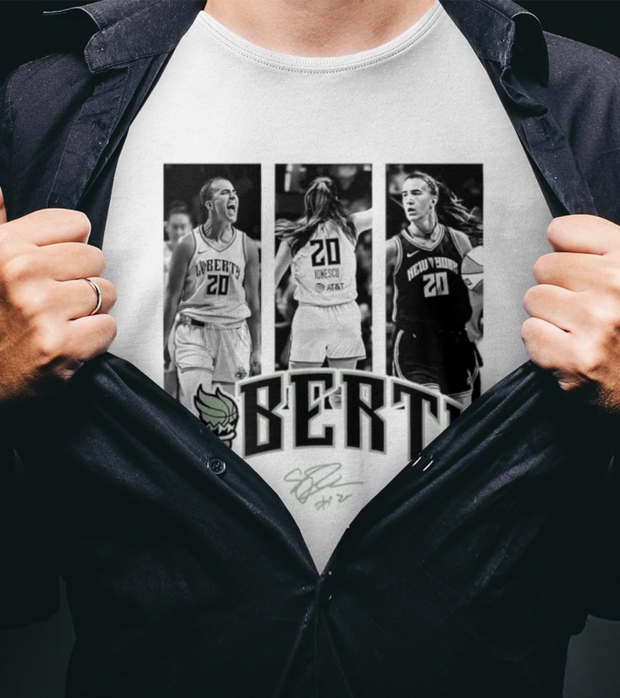 Sabrina Ionescu Liberty WNBA Player Collage Signature T-Shirt