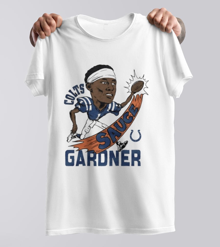 Colts Sauce Gardner Indianapolis Football Player Caricature T-Shirt