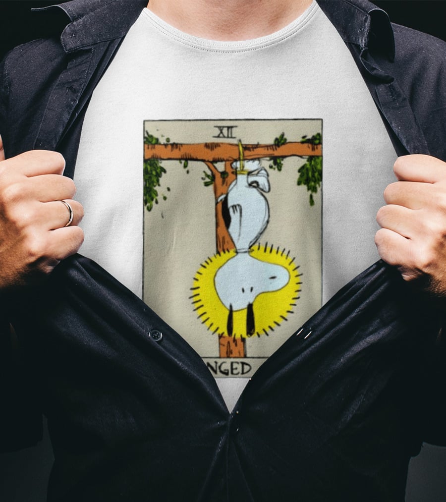 Snoopy The Hanged Man Tarot Card XII Peanuts T-Shirt