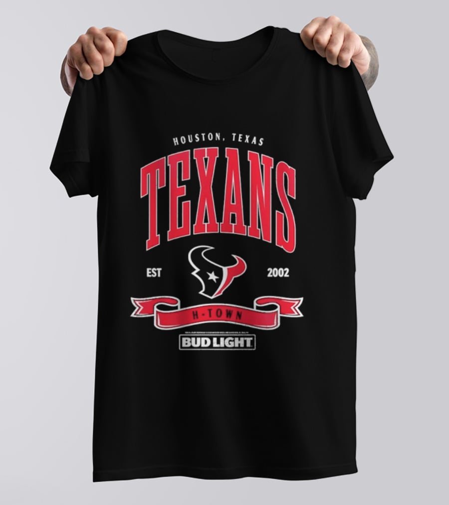 Houston Texas Texans EST 2002 Bud Light H Town T-Shirt