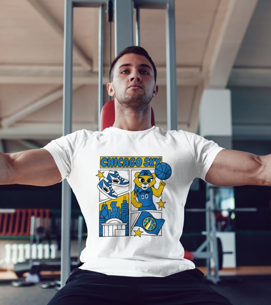 Chicago Sky Skytown Mascot And Basketball Celebration T-Shirt