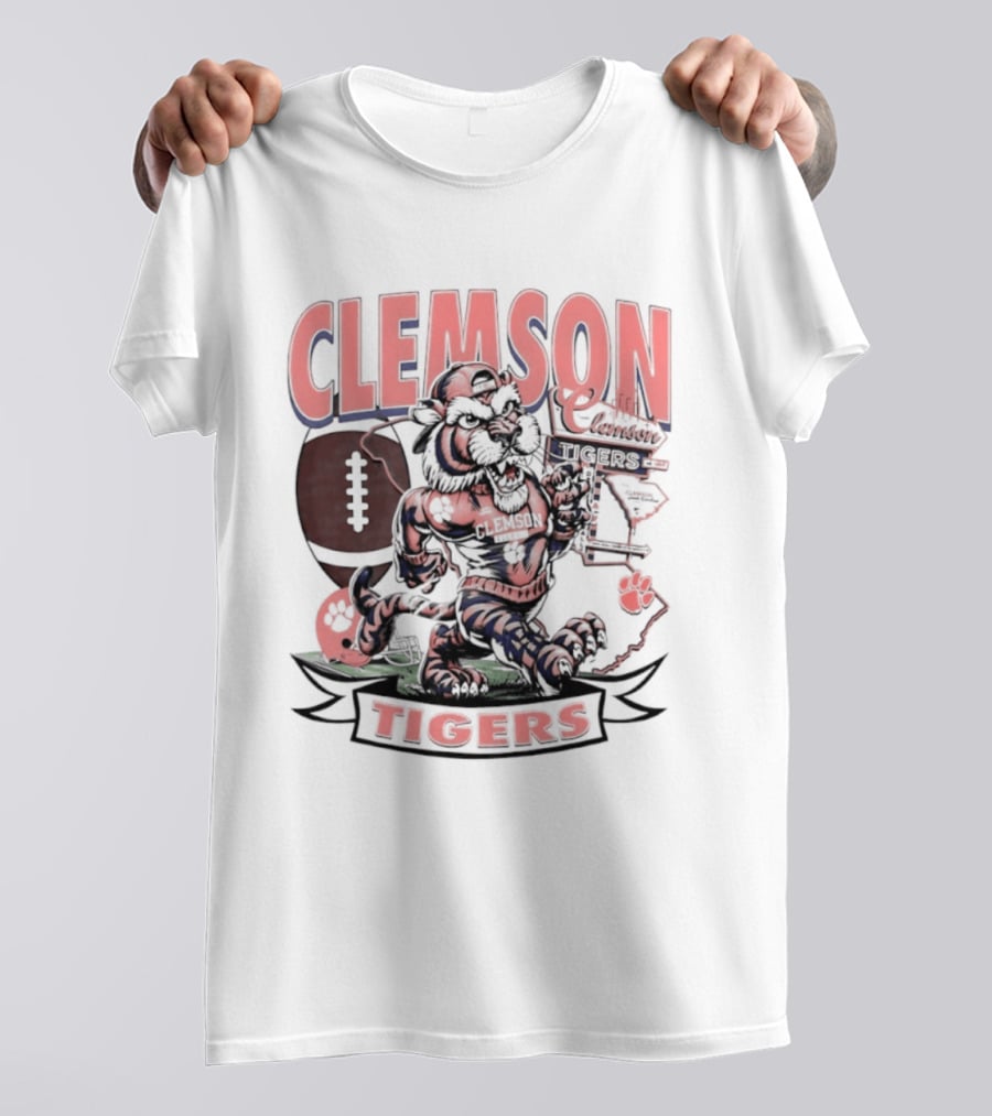Clemson Tigers Football NCAA Cartoon T-Shirt