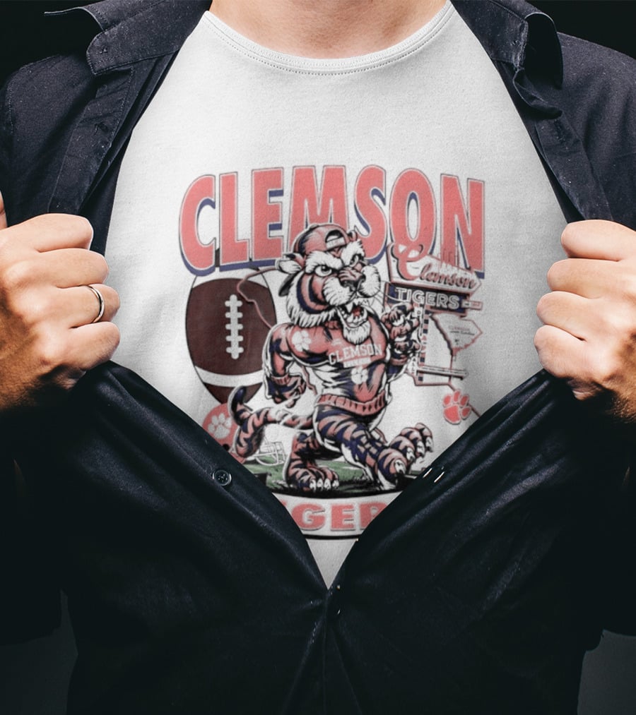 Clemson Tigers Football NCAA Cartoon T-Shirt