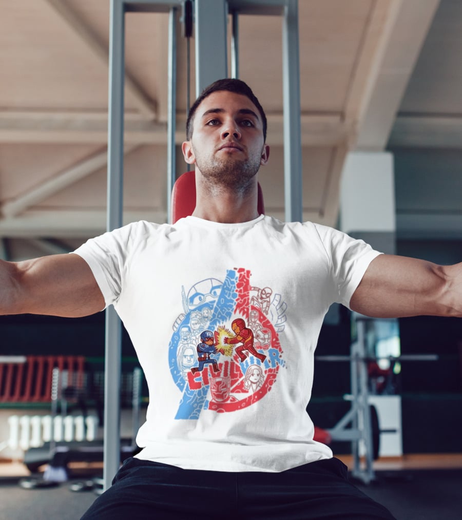 Marvel Civil War Captain America Versus Iron Man Chibi Showdown T-Shirt