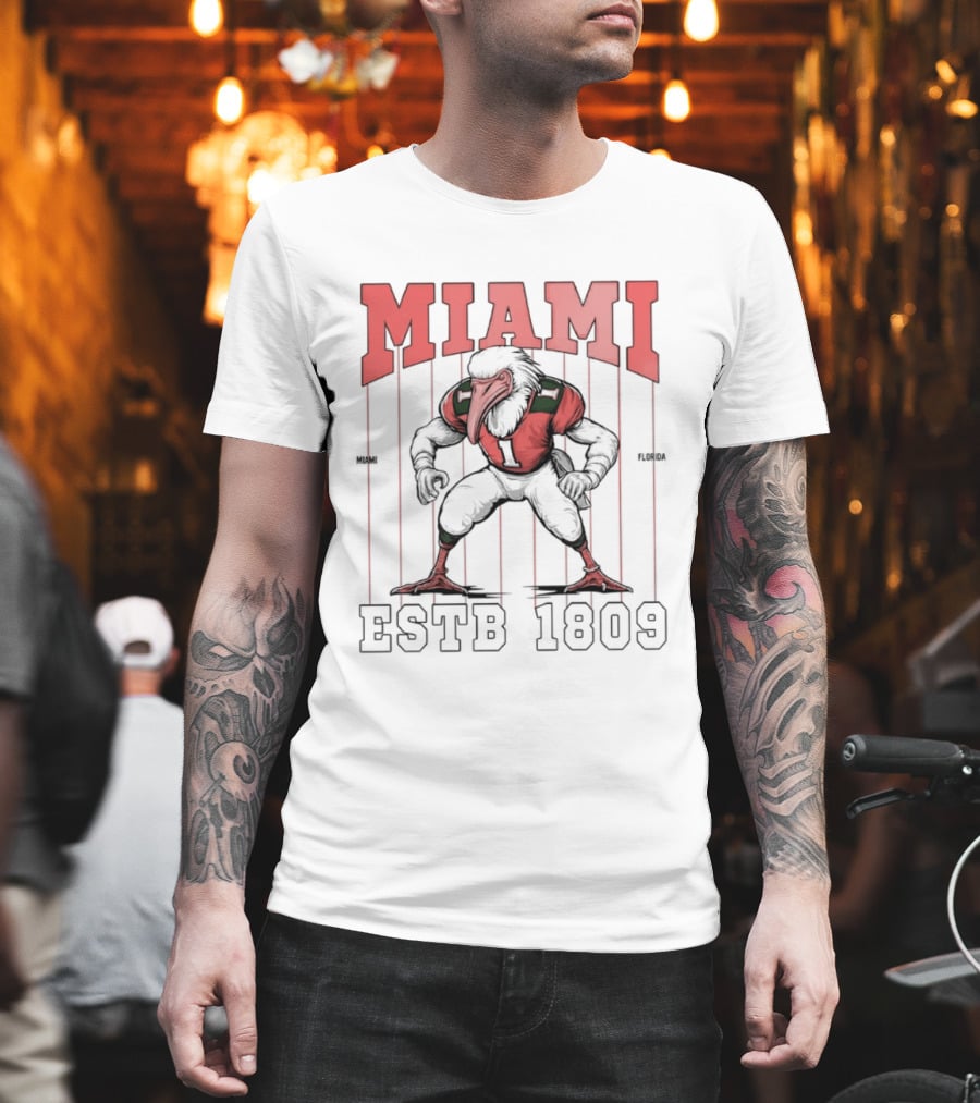 Miami Hurricanes Ibis Football ESTB 1809 T-Shirt
