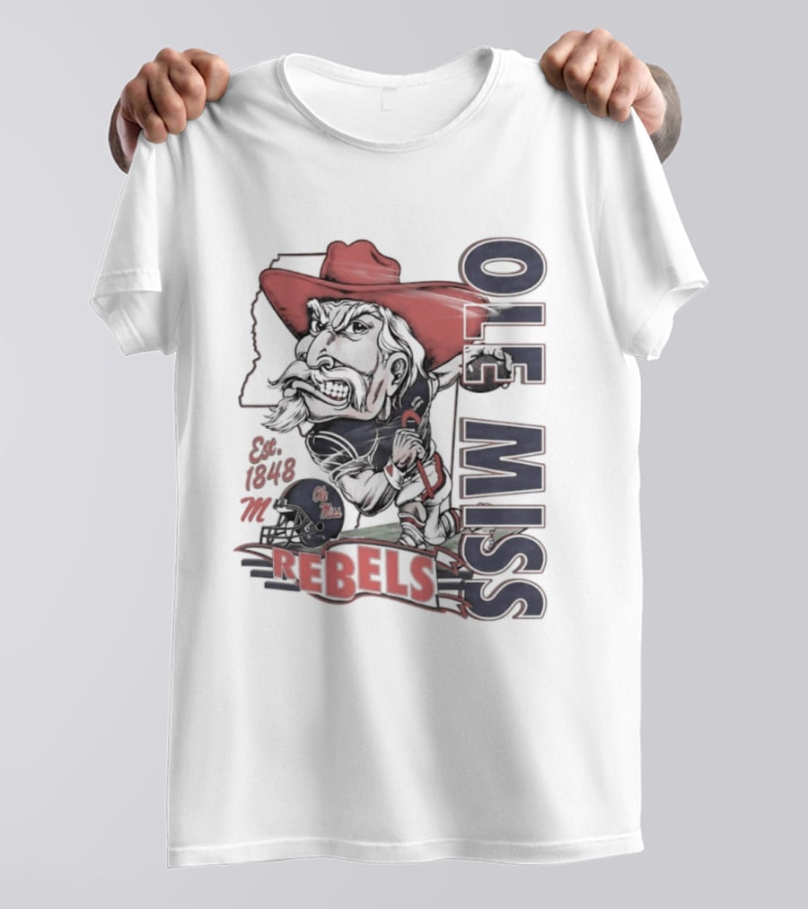Ole Miss Rebels Est 1848 Vintage Colonel Reb NCAA Football T-Shirt