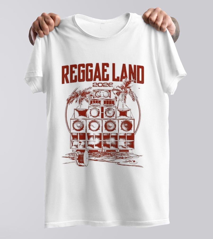 Reggae Land 2026 Soundsystem Palm Trees Stack T-Shirt