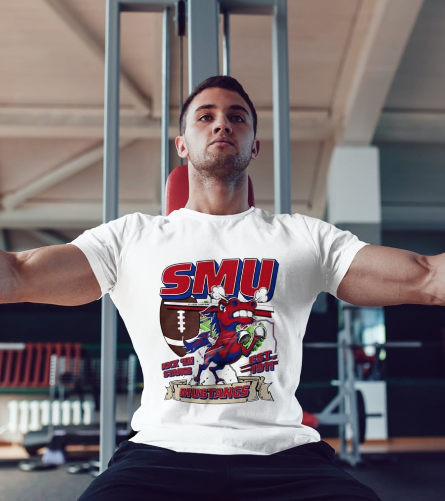 SMU Mustangs Kick 'Em Stangs Football 1911 T-Shirt