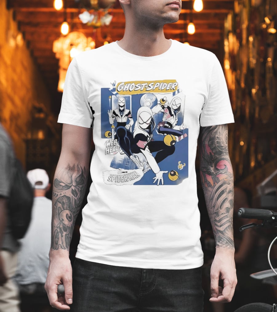 Ghost Spider Web Head Spider Man T-Shirt