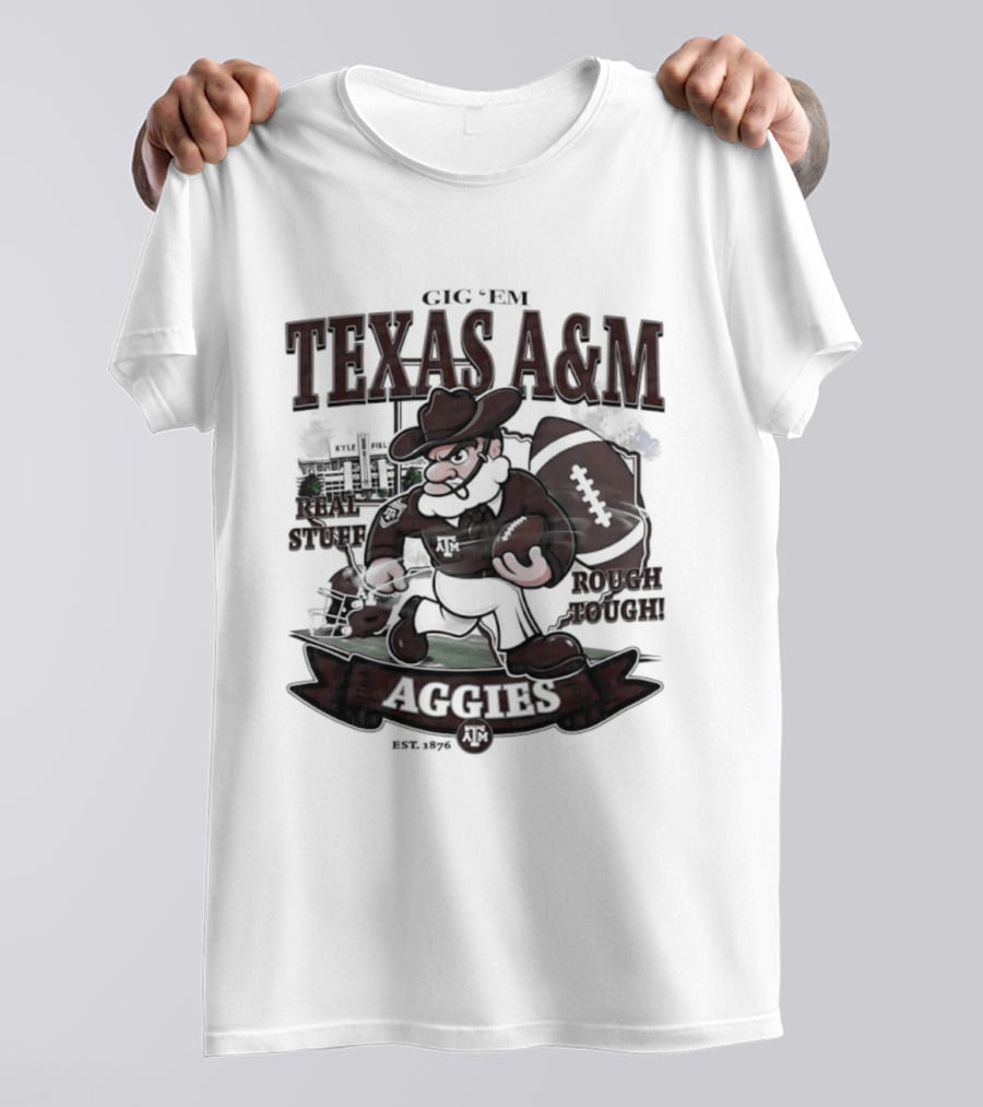 Texas A&M Aggies Gig 'Em Real Stuff Rough Tough T-Shirt