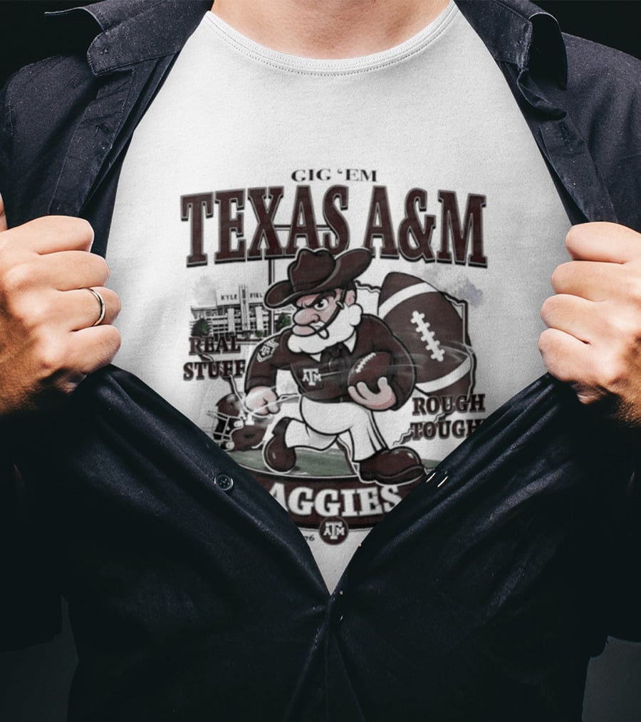 Texas A&M Aggies Gig 'Em Real Stuff Rough Tough T-Shirt