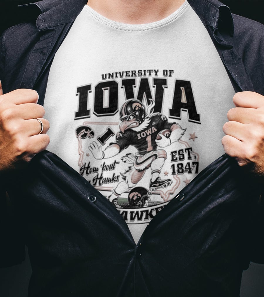 University Of Iowa How 'Bout Them Hawks Football Mascot Est 1847 T-Shirt