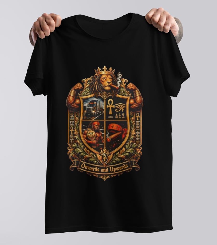 Onwards And Upwards Egyptian Ankh Lion King Smoking Cigar Truck T-Shirt