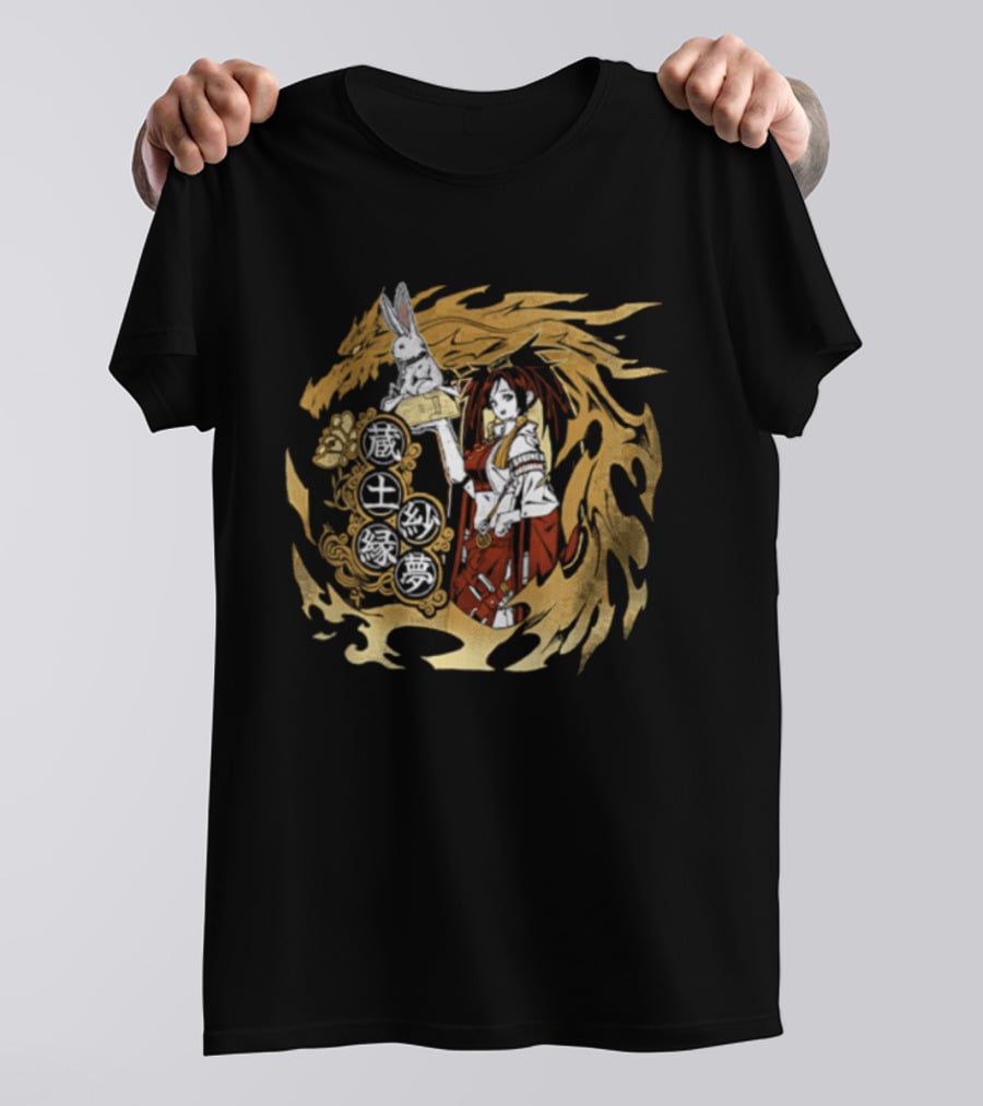 Guilty Gear Inspired Japanese Oni Mask And Flag Iconography T-Shirt