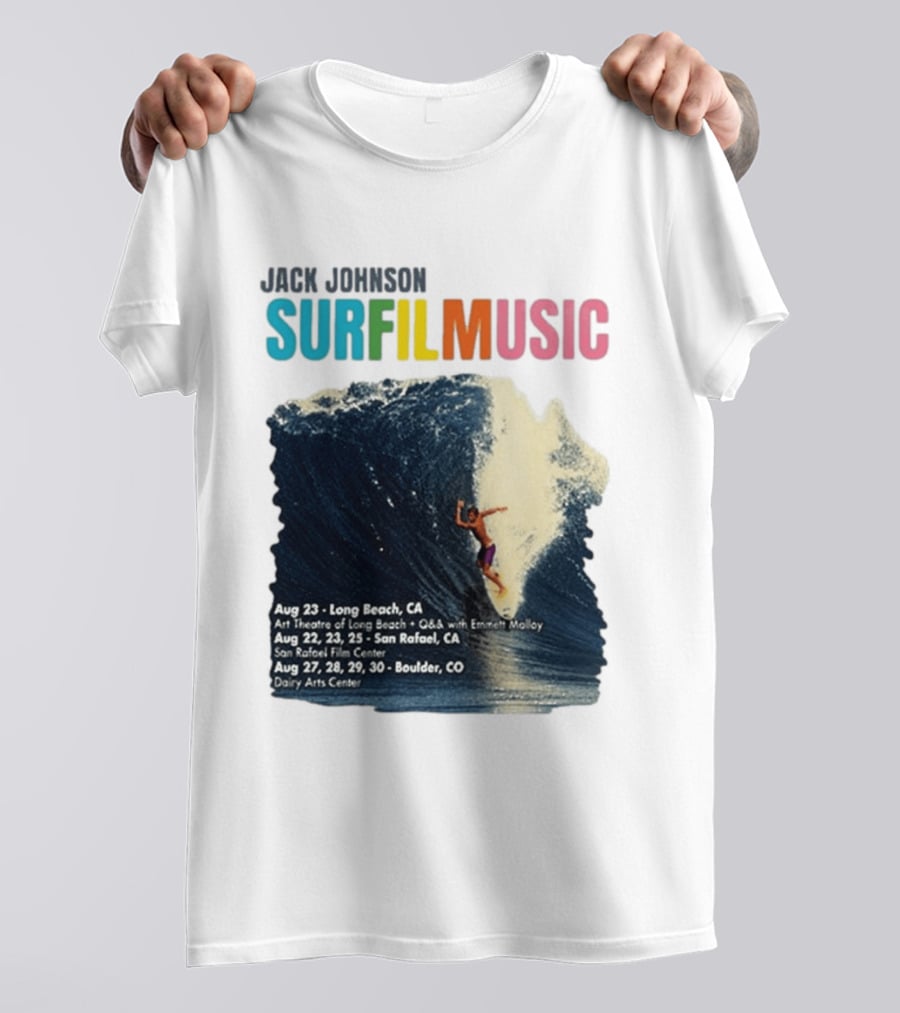 Jack Johnson Surf Film Music Long Beach Art Theatre Aug 23 2026 T-Shirt