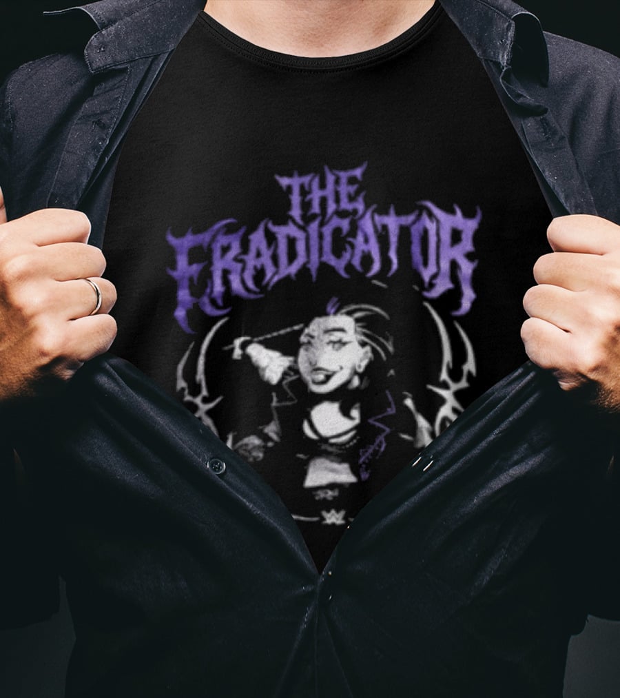 The Eradicator Rhea Ripley Gothic Font Purple Smoky T-Shirt