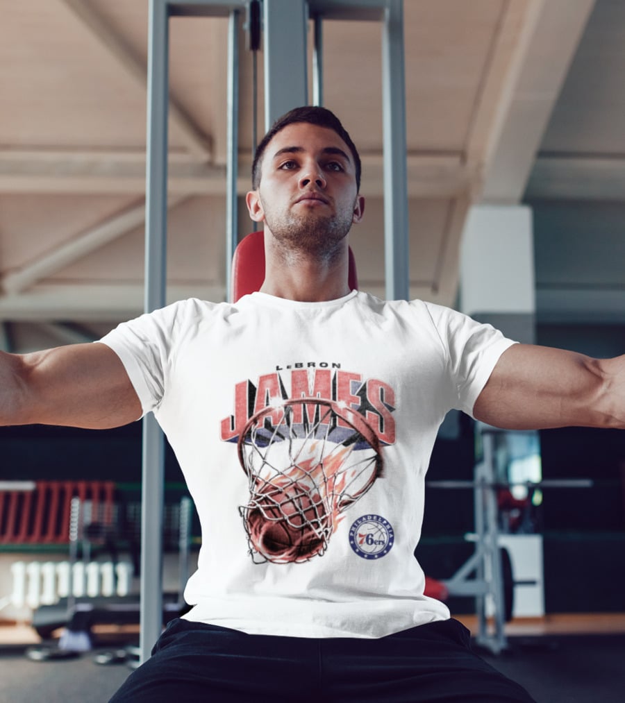LeBron James 23 Basketball Fire Hoop Philadelphia 76ers T-Shirt