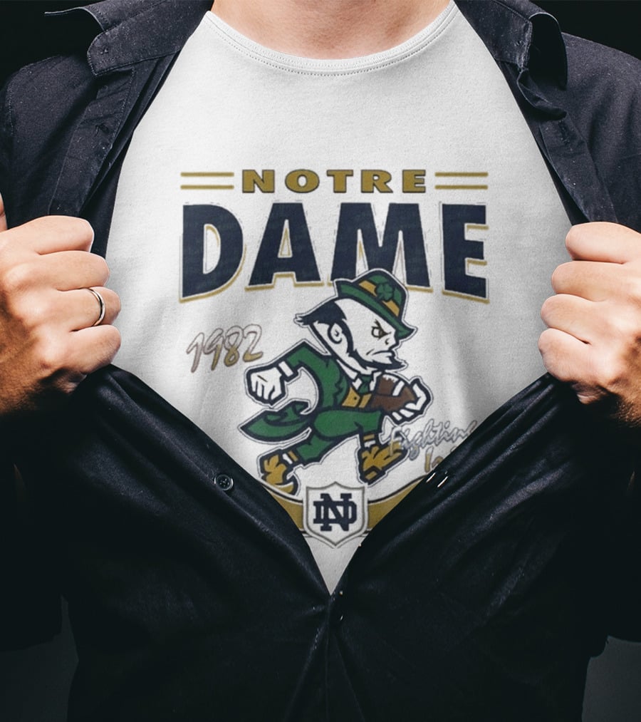 Notre Dame Fighting Irish Leprechaun 1982 Vintage Football T-Shirt