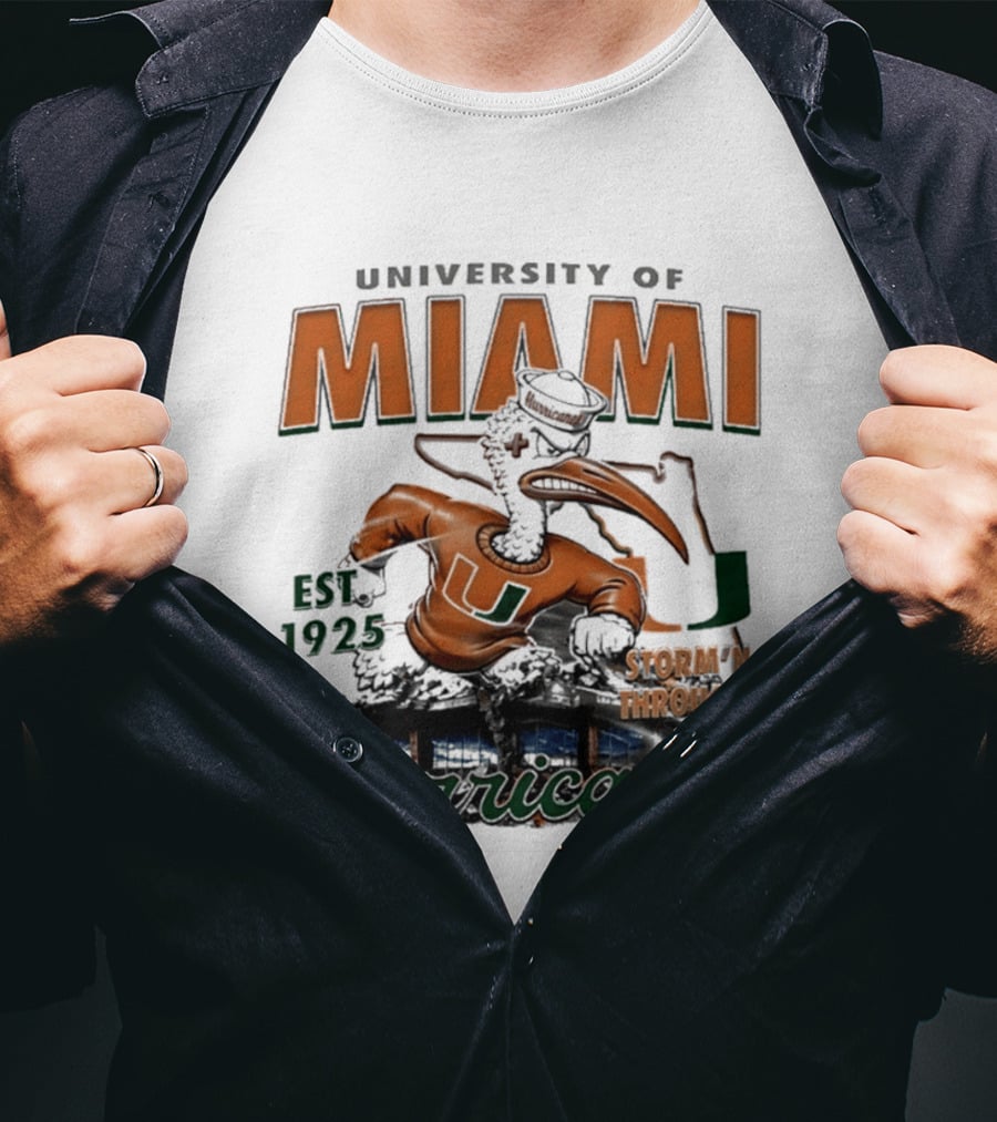 University Of Miami Hurricanes Est 1925 Storm'N Through T-Shirt