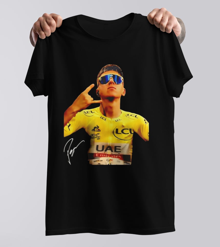 Tadej Pogacar UAE Emirates Cycling Team Slovenia LCL Yellow Jersey T-Shirt