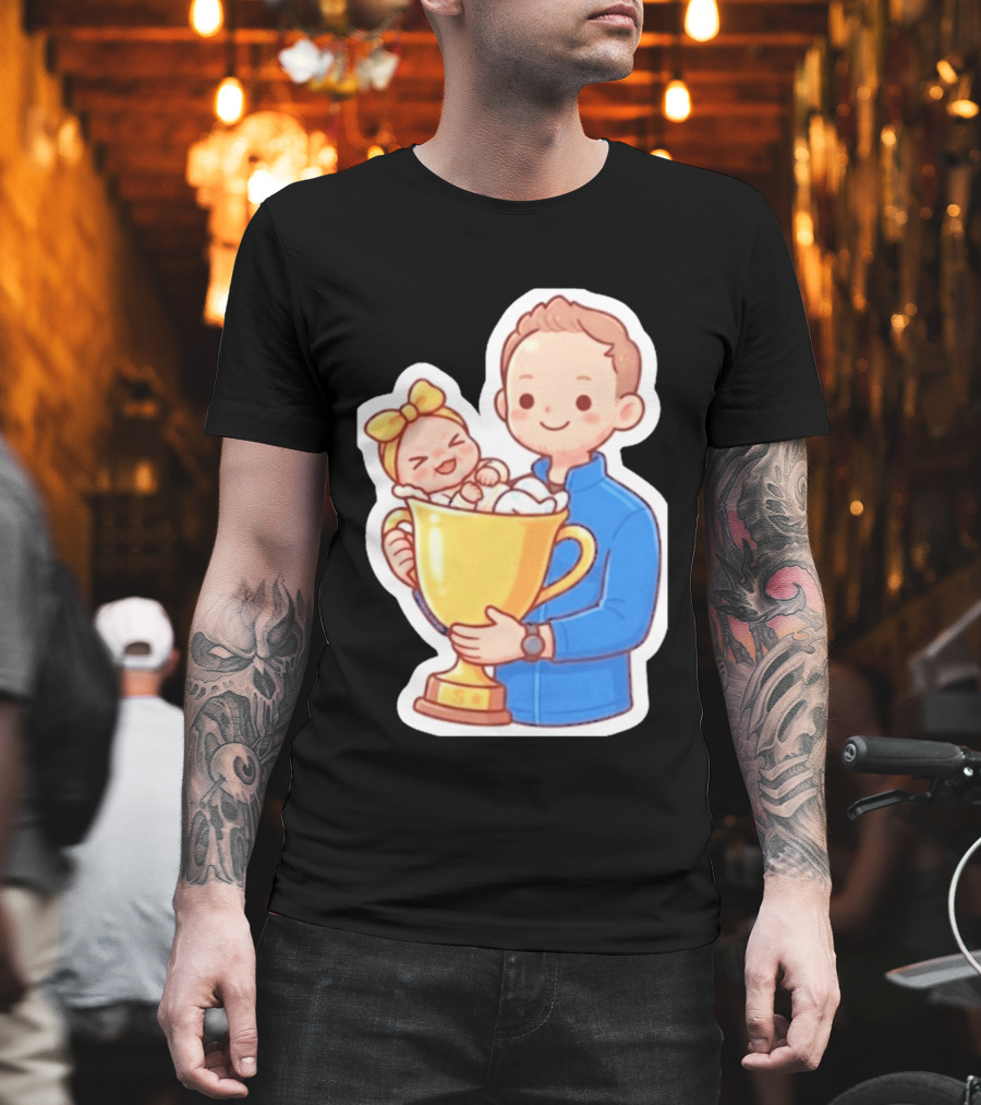 My Greatest Trophy Dad Holding Baby In Golden Cup T-Shirt