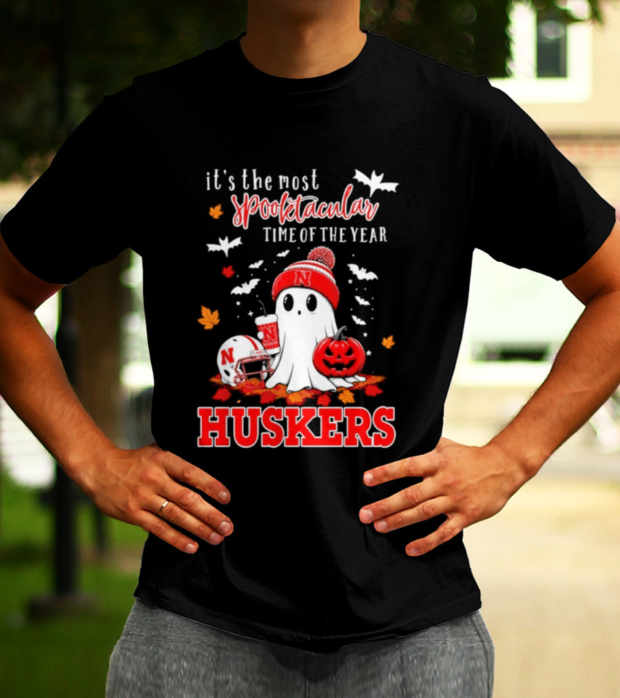 Nebraska Cornhuskers Spooktacular Halloween Ghost Huskers Football Time 2026 T-Shirt