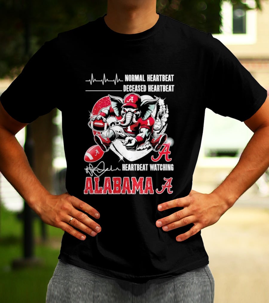 Alabama Crimson Tide Heartbeat Ing Football Fan Spirit T-Shirt