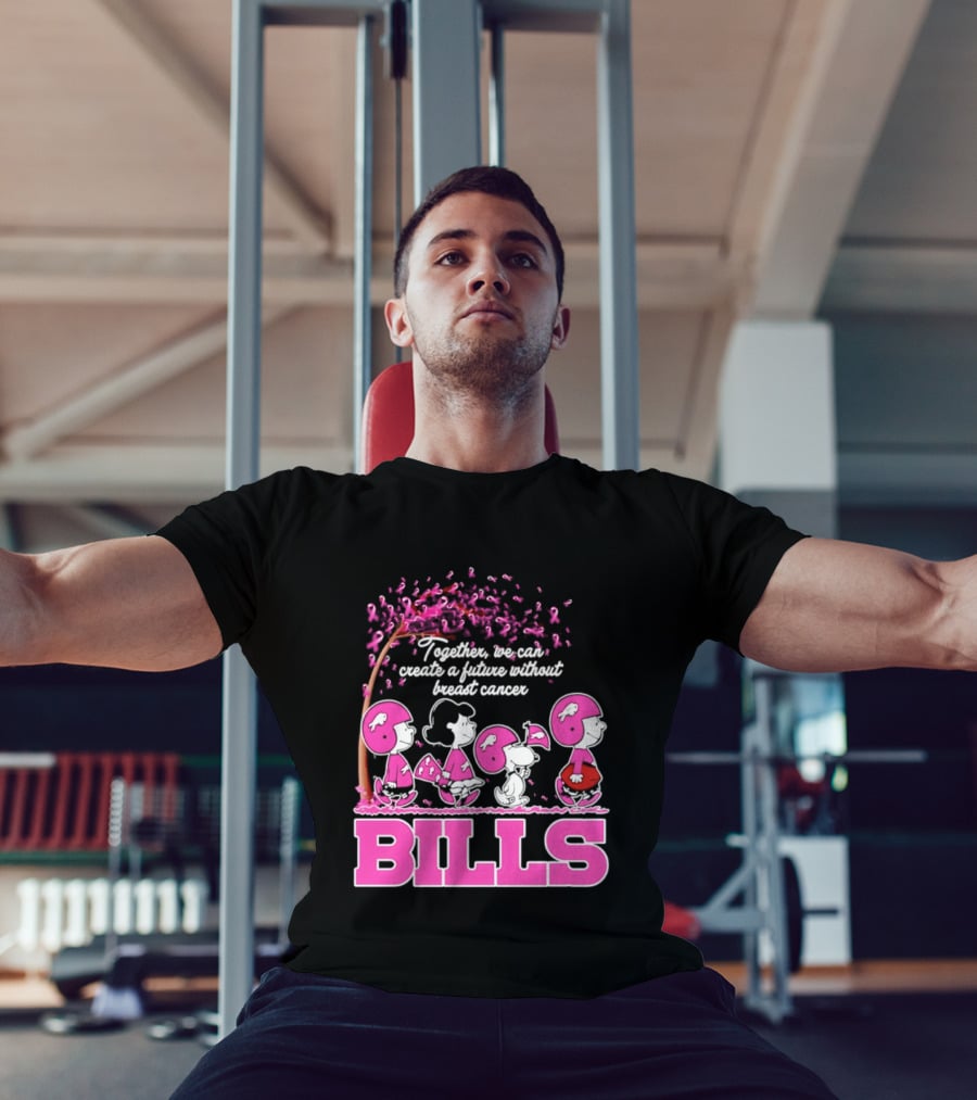 Peanuts Buffalo Bills Together We Can Create A Future Without Breast Cancer T-Shirt