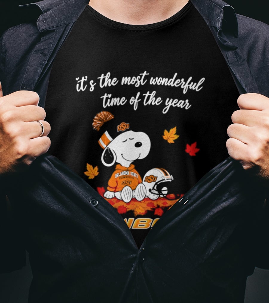 Snoopy Oklahoma State Cowboys It's The Most Wonderful Time Of The Year Halloween 2026 T-Shirt