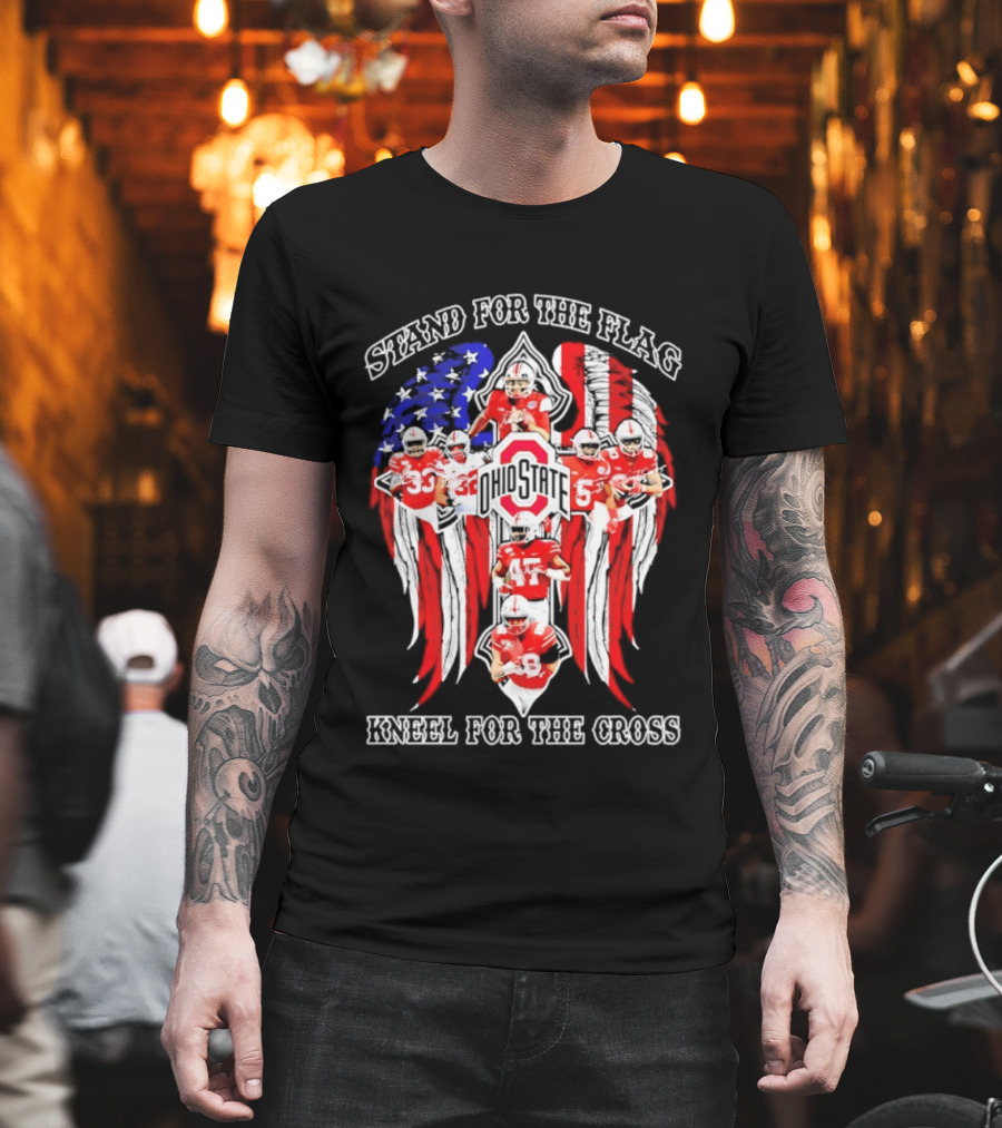 Stand For The Flag Kneel For The Cross Ohio State Buckeyes NCAA Football T-Shirt