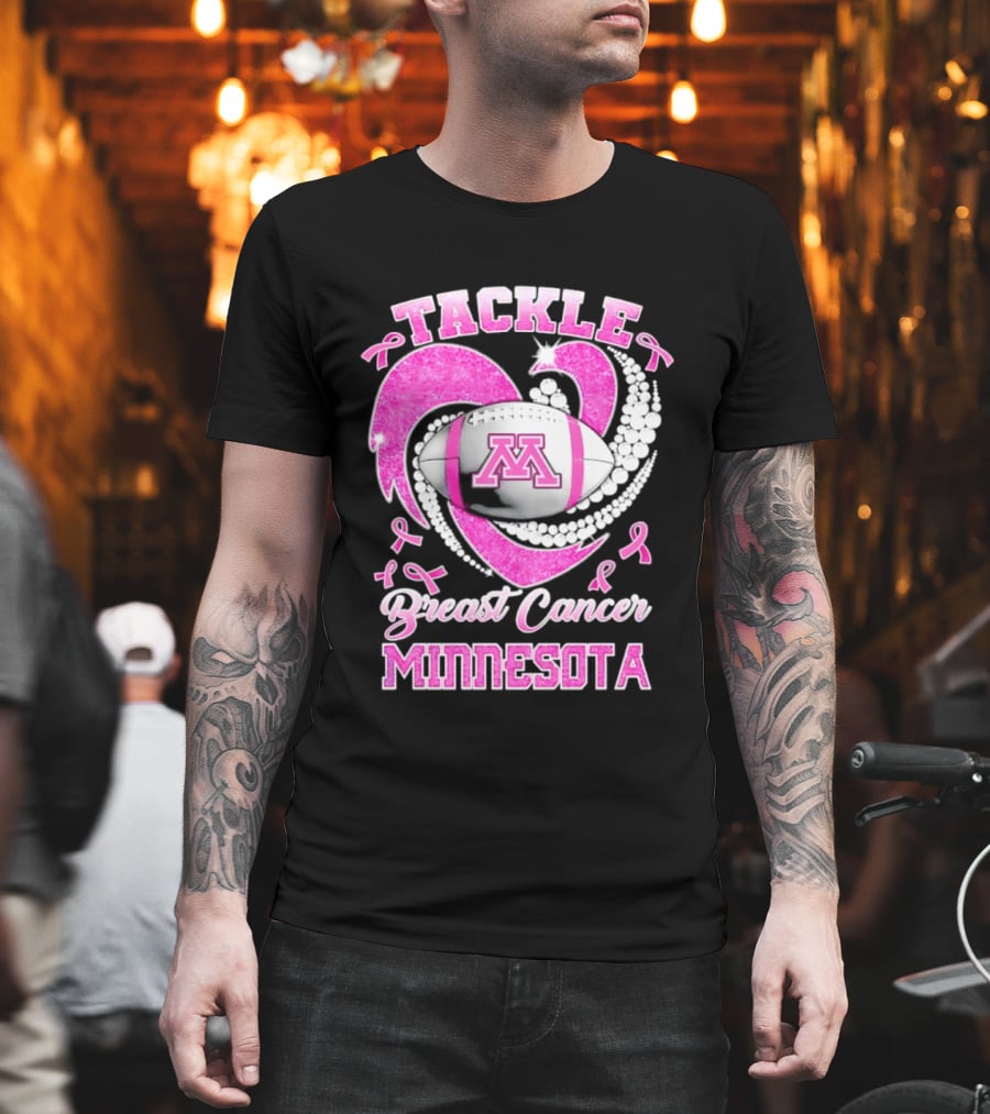 Pink Ribbon Tackle Breast Cancer Minnesota Football T-Shirt