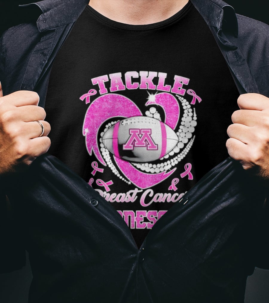 Pink Ribbon Tackle Breast Cancer Minnesota Football T-Shirt