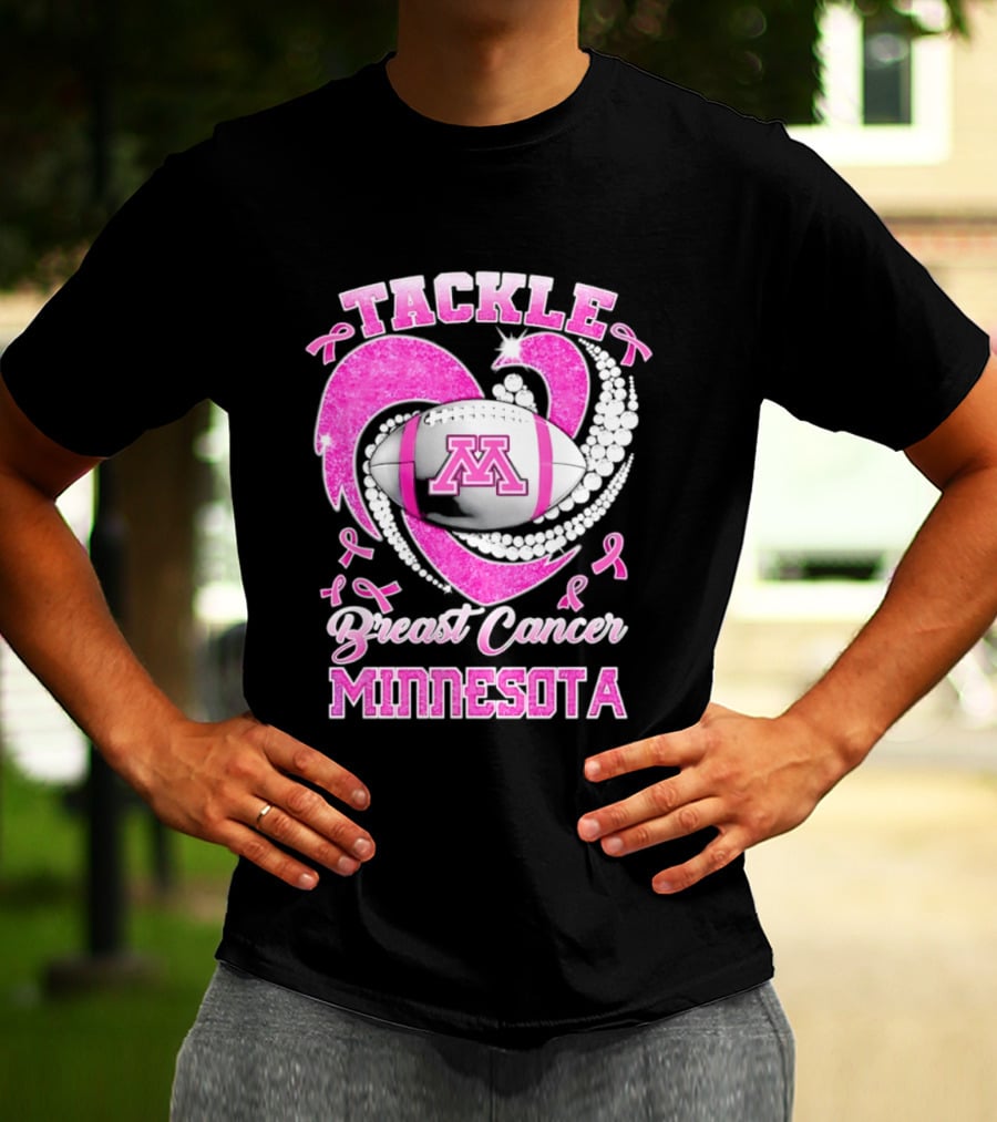 Pink Ribbon Tackle Breast Cancer Minnesota Football T-Shirt