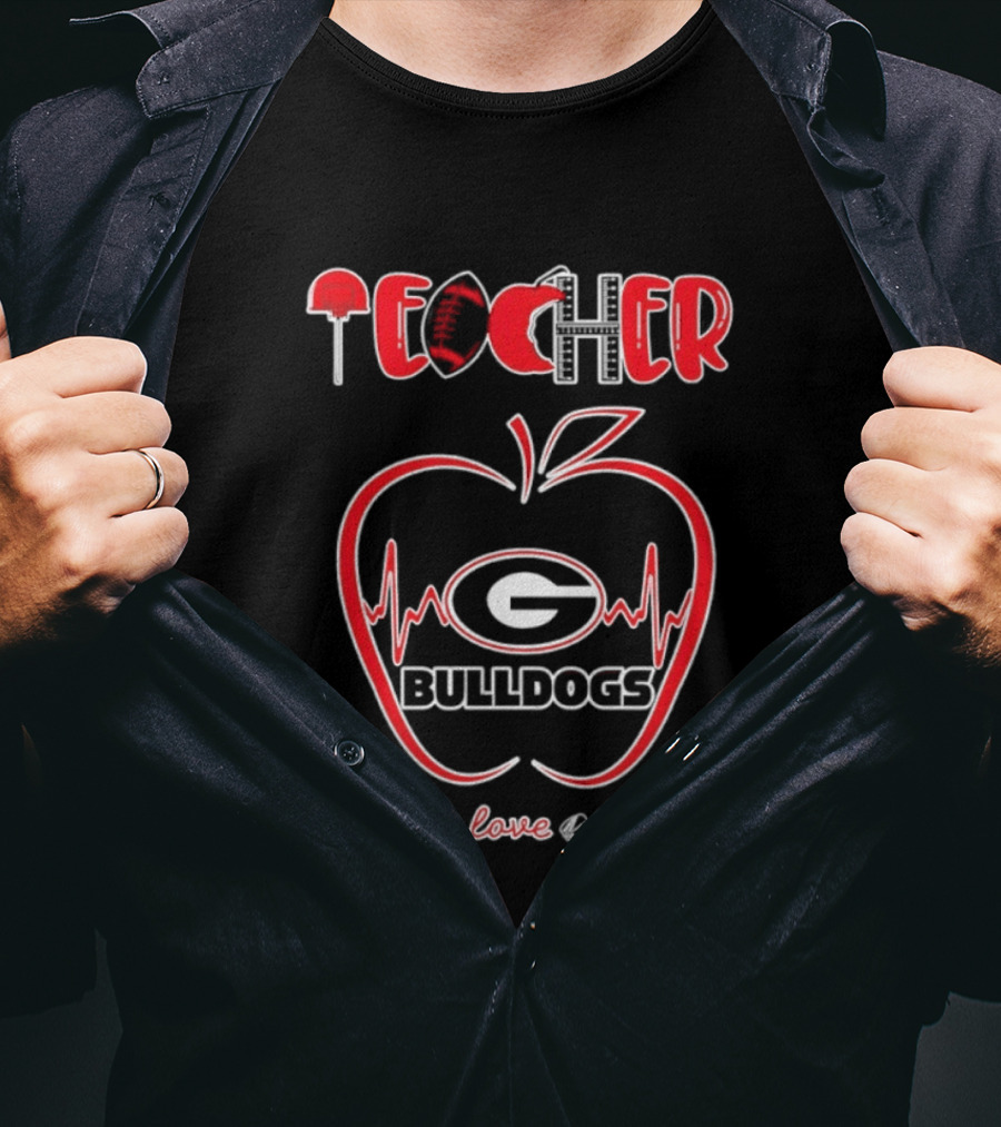 Teacher Georgia Bulldogs Teach Love Inspire School Spirit T-Shirt
