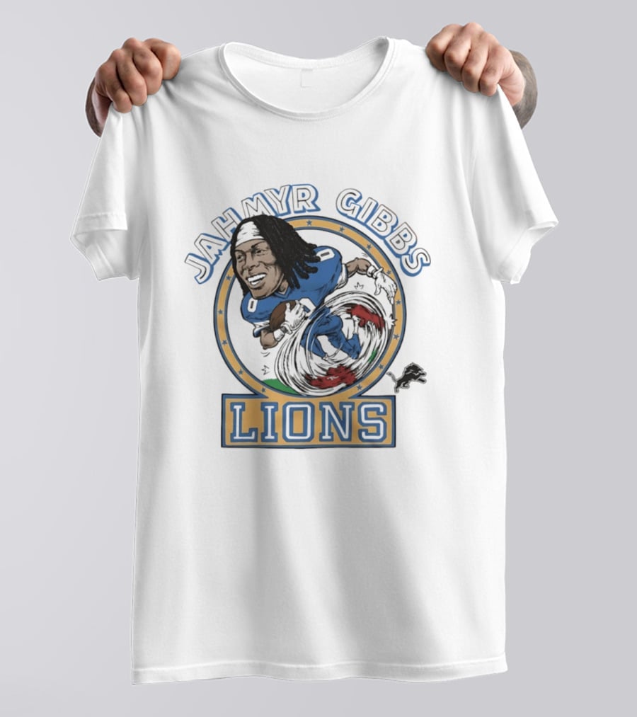 Jahmyr Gibbs Lions Football Caricature T-Shirt
