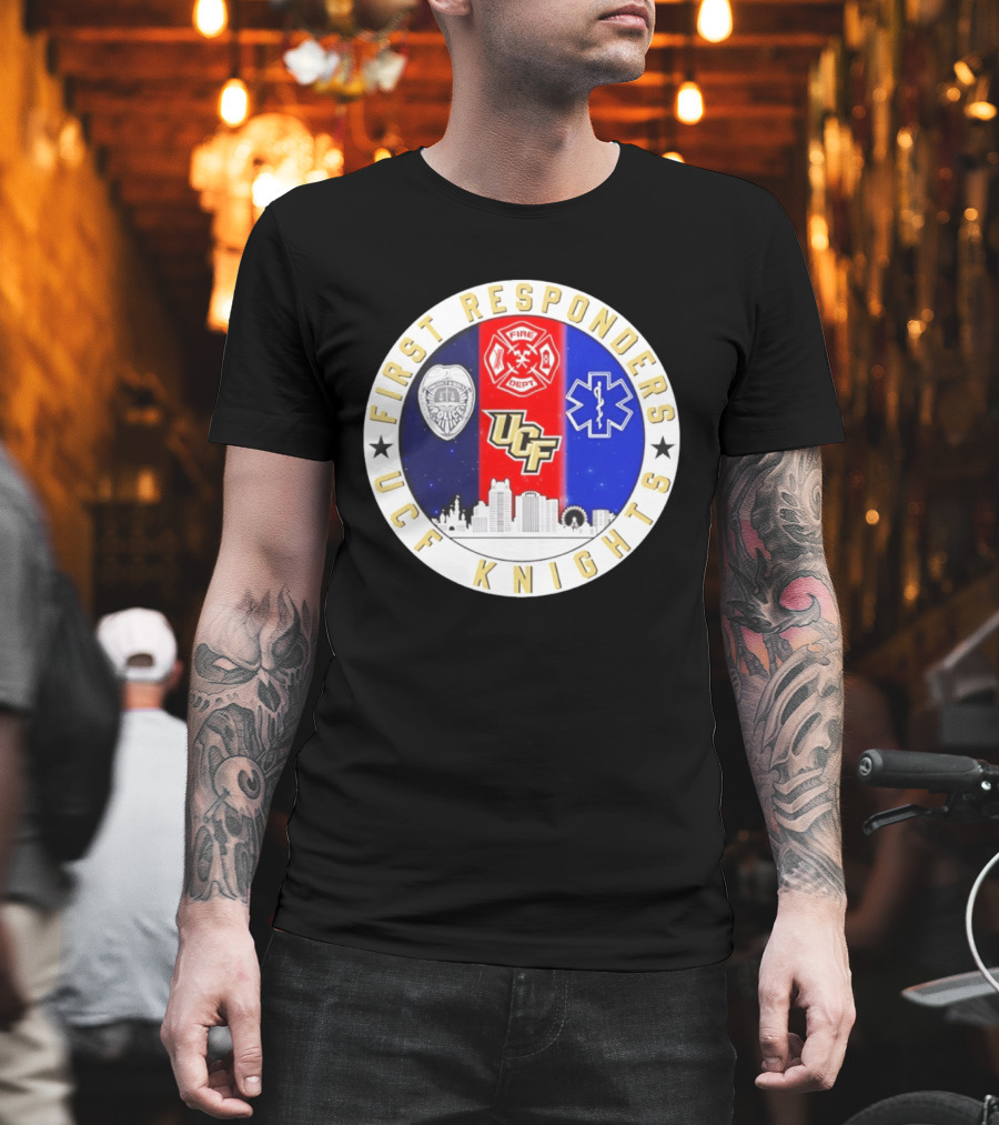 UCF Knights First Responders Orlando Skyline Police Fire EMS T-Shirt