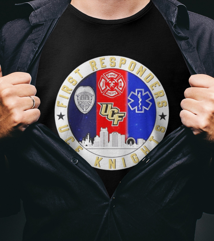 UCF Knights First Responders Orlando Skyline Police Fire EMS T-Shirt