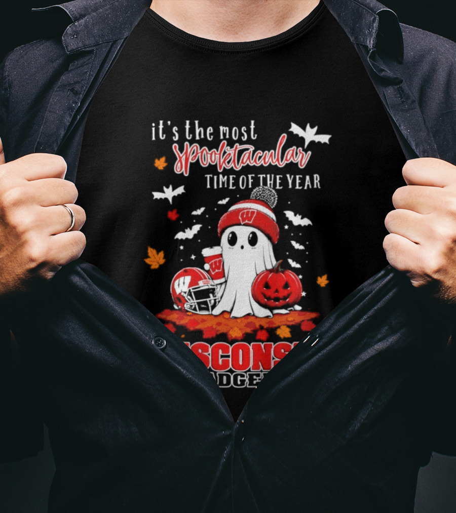 Wisconsin Badgers NCAA Halloween Ghost 2026 It's The Most Spooktacular Time Of The Year T-Shirt