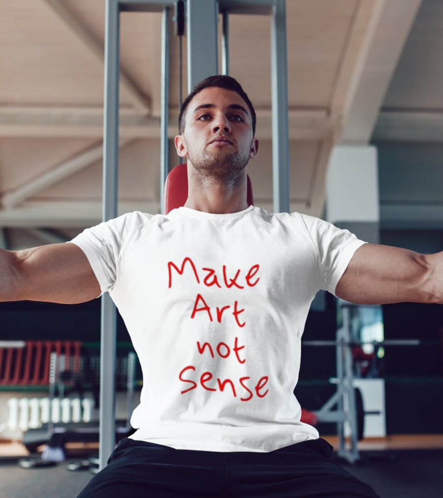 Make Art Not Sense Red Handwritten T-Shirt