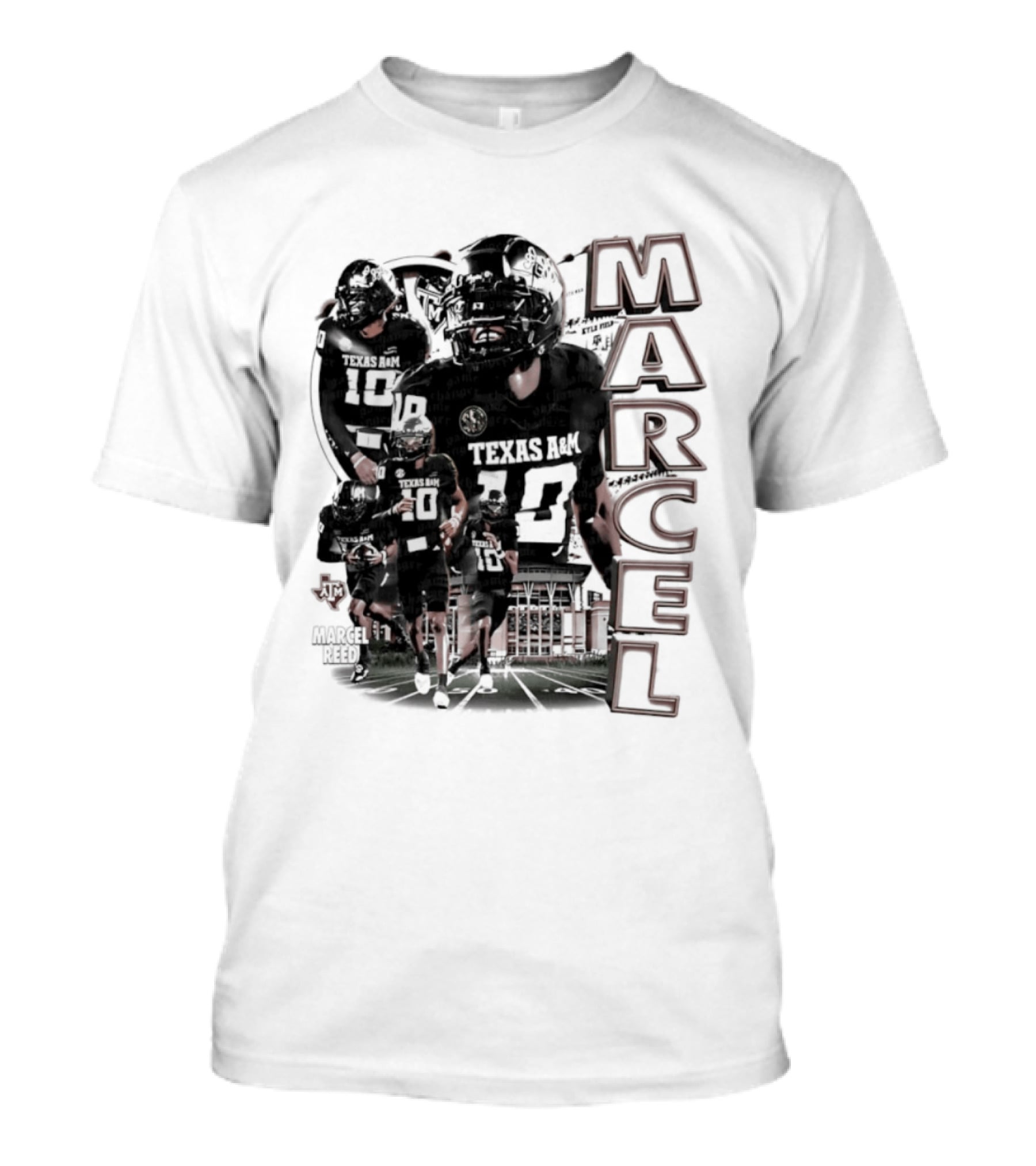 Marcel Reed Texas A&M NCAA Football 10 Aggies Player Collage T-Shirt