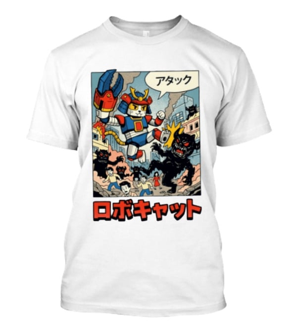 RoboCat Attack Japanese Mecha Kaiju T-Shirt